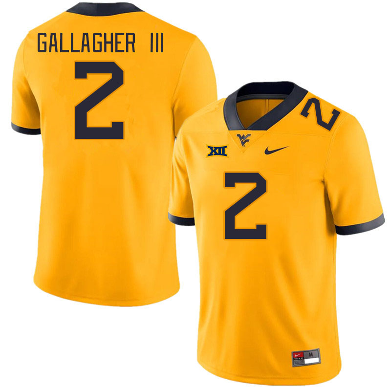 West Virginia Mountaineers #2 Rodney Gallagher III College Football Jerseys Stitched Sale-Gold